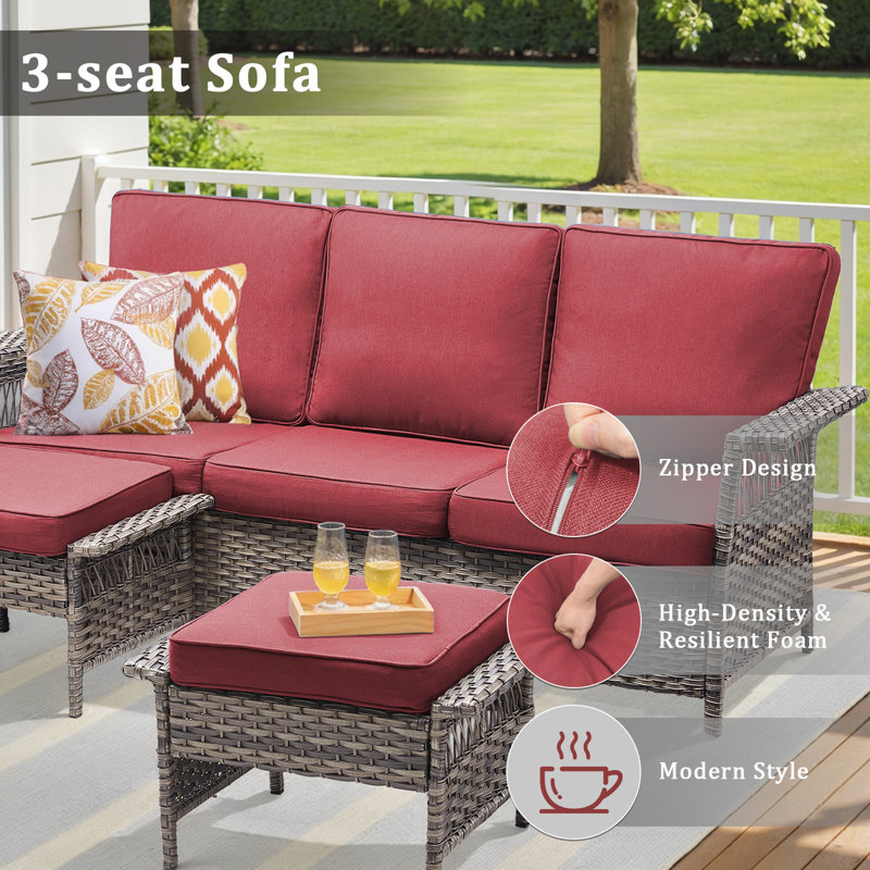 Buenhomino 3 Pieces Wicker Conversation Set, PE Rattan Buenhomino 3 Pieces Wicker Conversation Set, PE Rattan